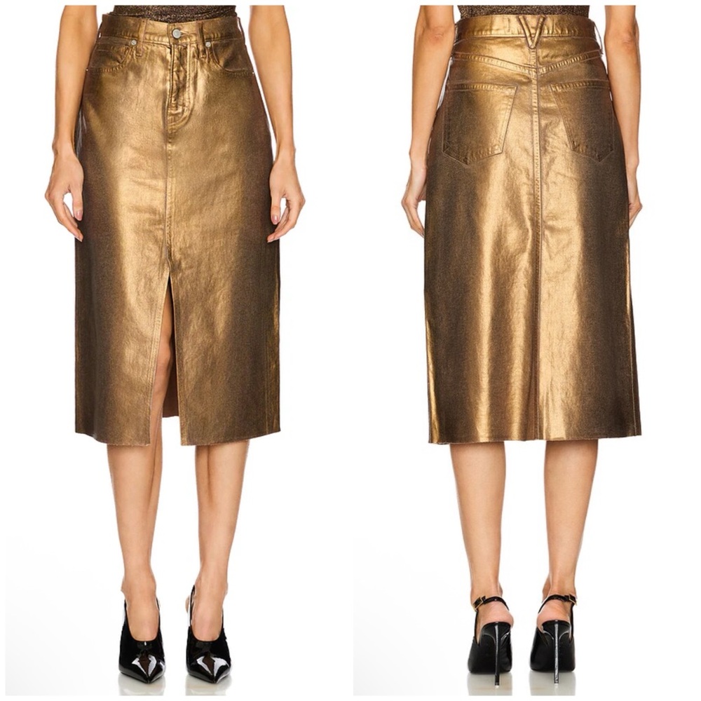 Veronica Beard Victoria Midi Skirt in Antique Brass Size 2